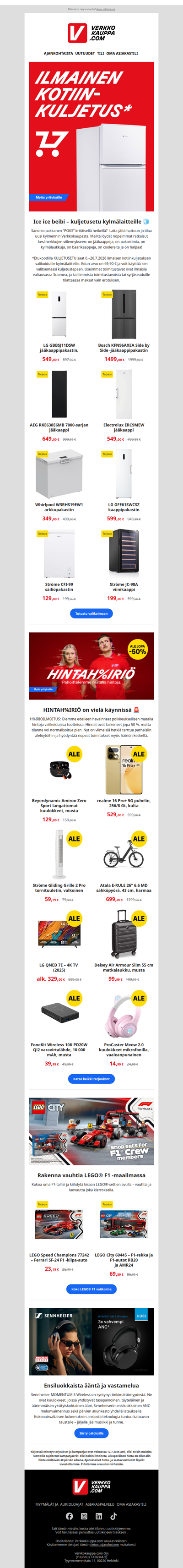 Kylmälaitteet kotiin ja mökille kuljetusedulla 🚚