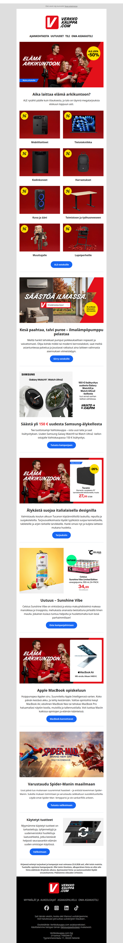Kaikkea arkeen jopa –50 %