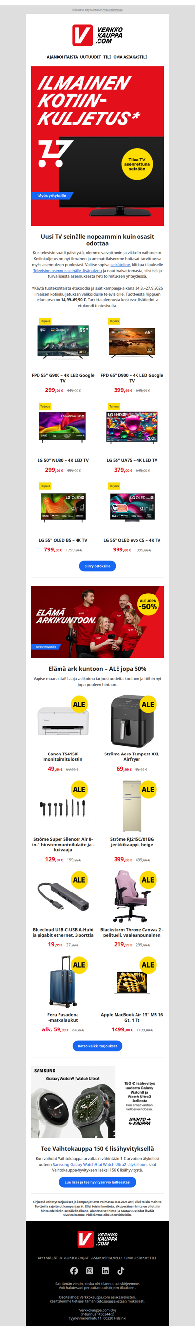 Uusi TV ilmaisella kotiinkuljetuksella*