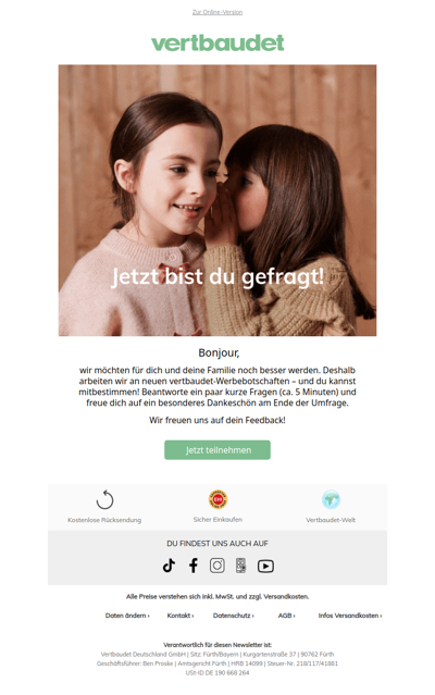 Gestalte die Zukunft von vertbaudet mit! 💚