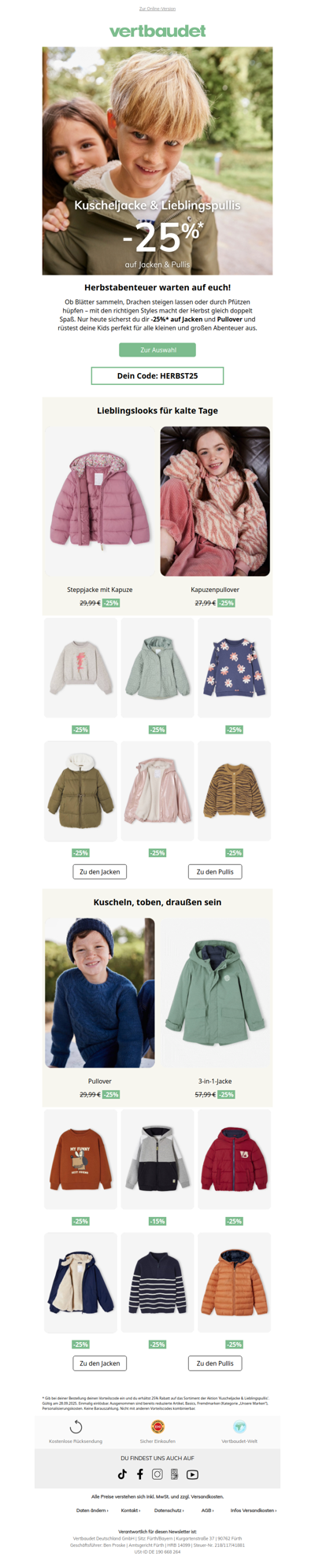 -25% auf Jacken & Pullis