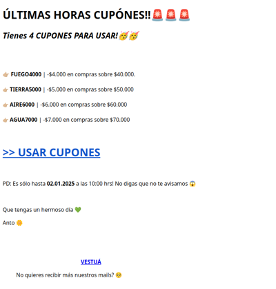 ÚLTIMAS HORAS - 4 CUPONES!