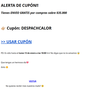 Alerta cupón - DESPACHO GRATIS!