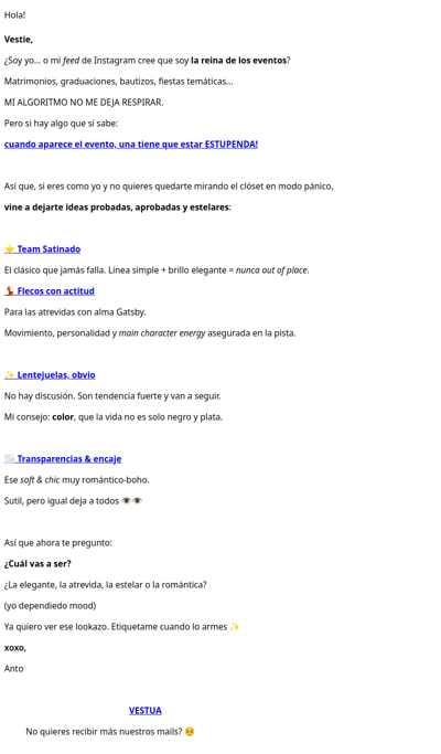 Tu próximo evento ya tiene outfit 💋