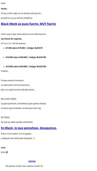 Lluvia de cupones en Black… y no te lo voy a repetir 👀💸