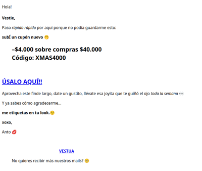 Nuevo cupón recién salido del horno: XMAS4000 🎁