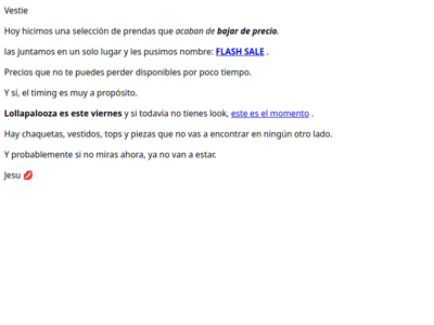 Empezó flash sale.