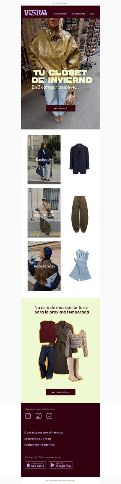 Básicos, prendas de temporada y accesorios clave.