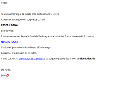 La suerte llegó hoy.