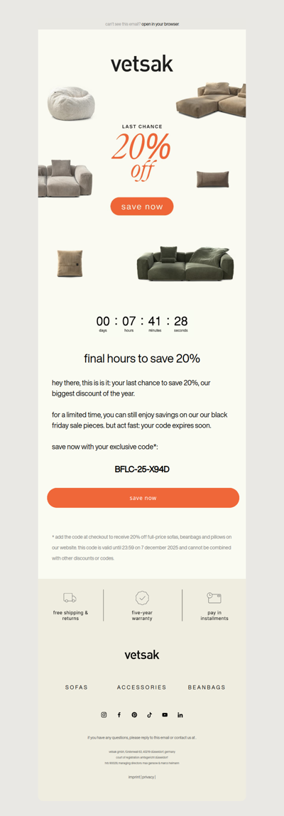 last chance for big savings! 🛋️