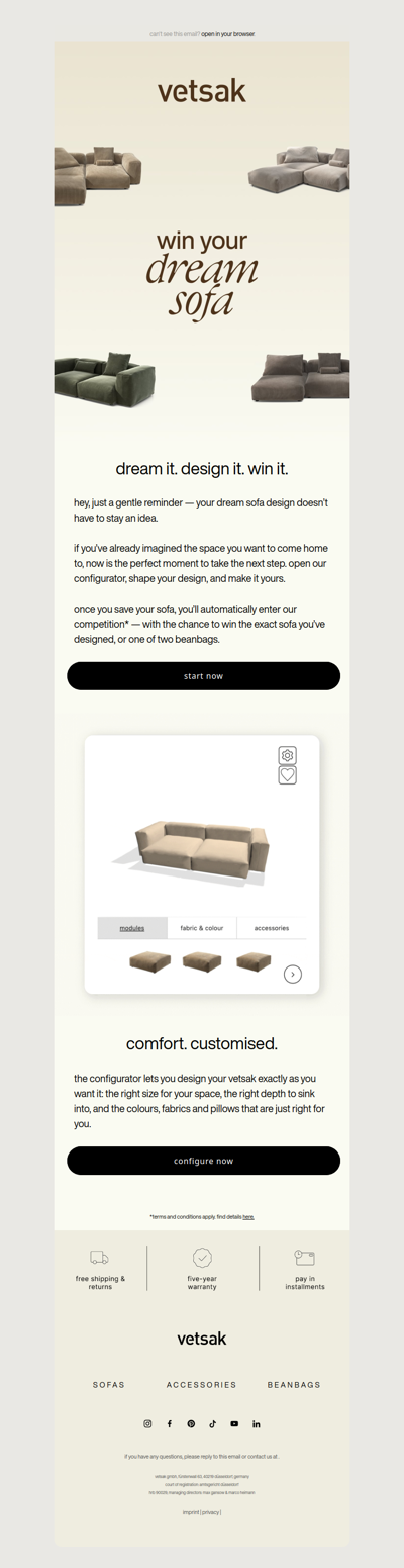 a gentle reminder to design your dream sofa ✨