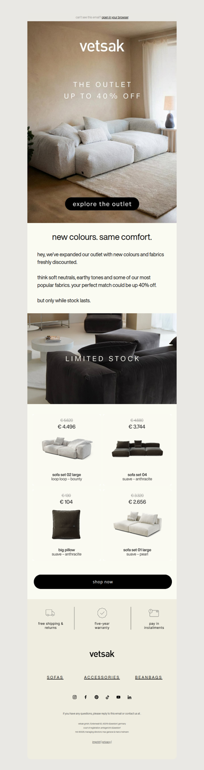 new in the outlet: more colours 👀