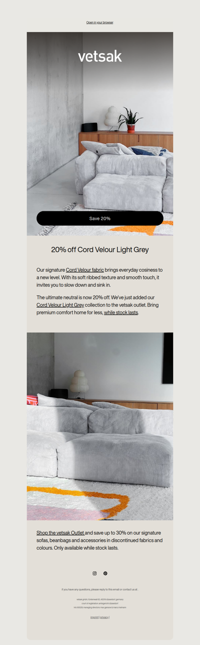 Cord Velour Outlet.