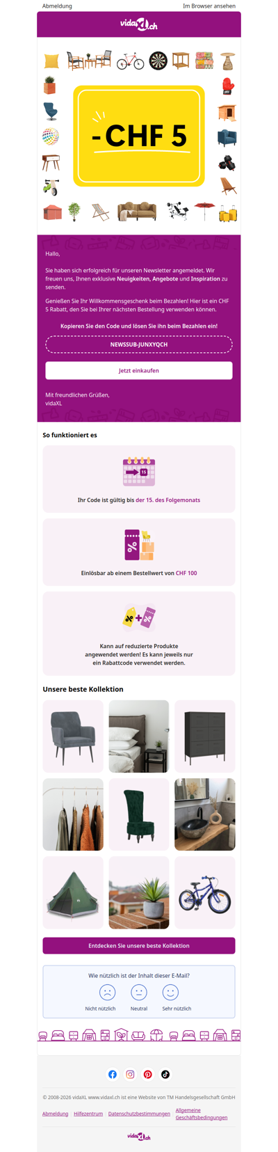 Sie sind angemeldet! 🎉 Hier ist Ihr CHF 5 Rabatt