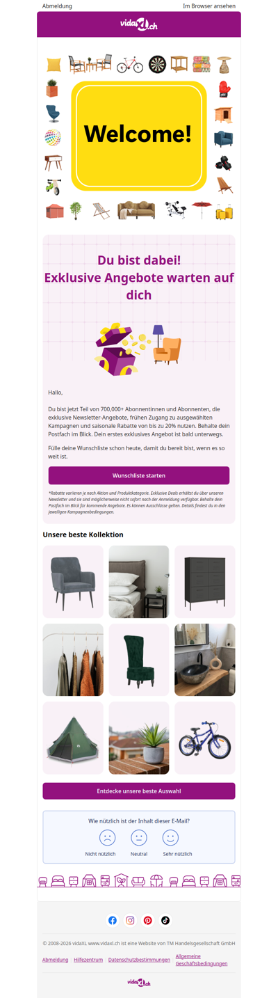 Du bist dabei! Freu dich auf exklusive Rabatte bis zu 20%