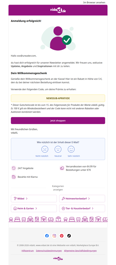 Du bist angemeldet! 🎉 Hier sind deine 5 € Rabatt