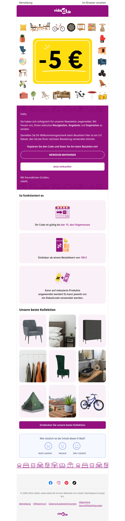Sie sind angemeldet! 🎉 Hier ist Ihr 5 € Rabatt