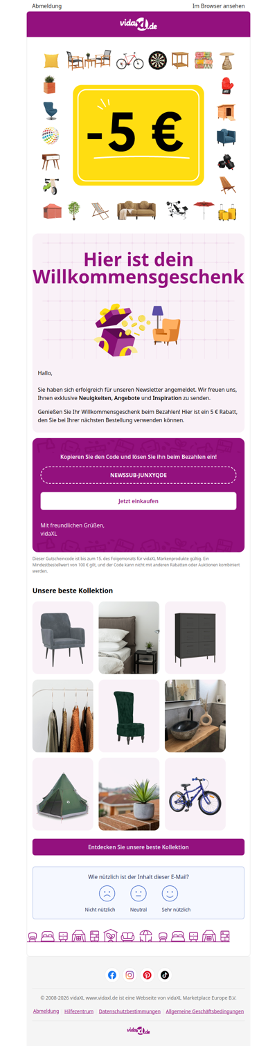 Sie sind angemeldet! 🎉 Hier ist Ihr 5 € Rabatt
