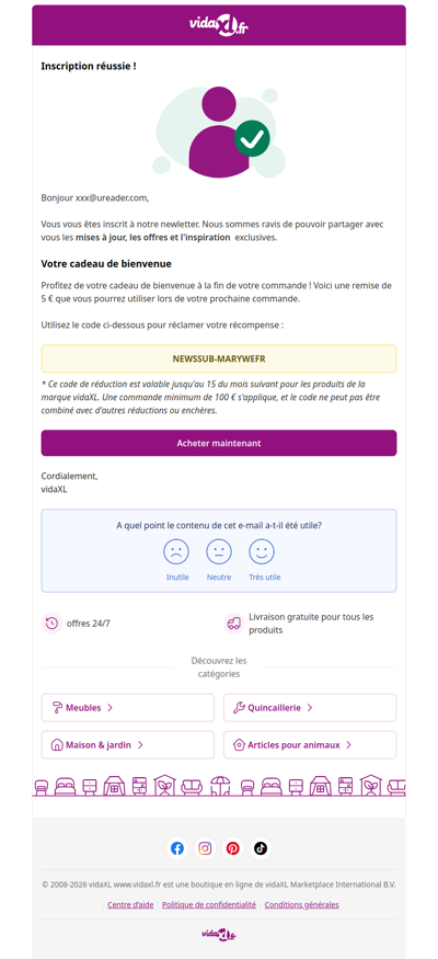 Vous êtes abonné ! 🎉 Voici votre réduction de 5 €