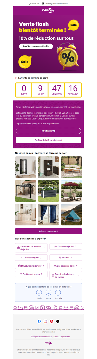 Dernière chance : -10% se terminent ce soir. Ne ratez pas ça !