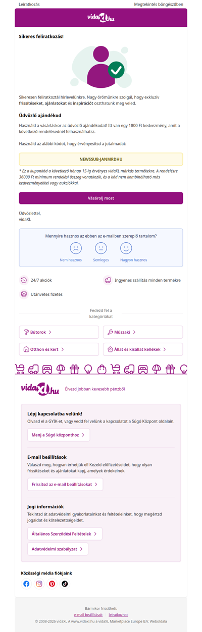 Feliratkoztál! 🎉 Íme a 1800 Ft kedvezményed