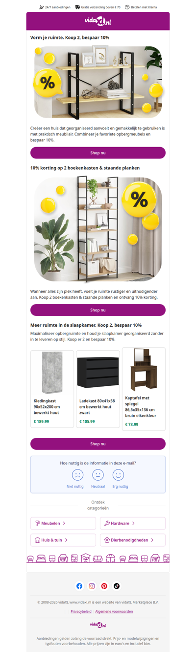 Vorm je ruimte met slimme opbergruimte. Bespaar 10% op 2 artikelen