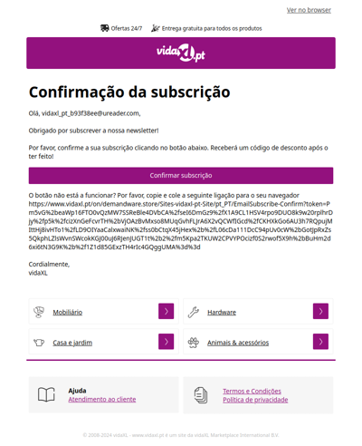 Por favor, confirme a sua subscrição!