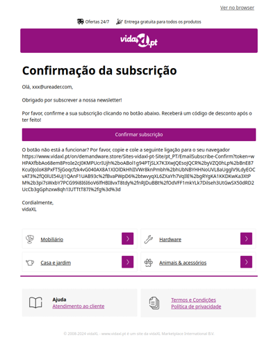 Por favor, confirme a sua subscrição!