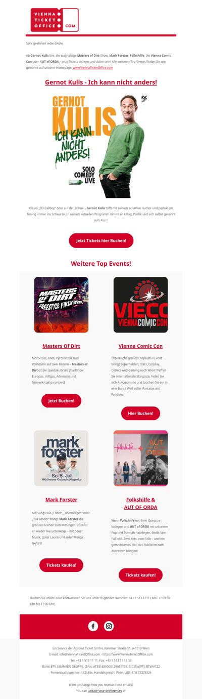 Kulis, Comic Con, Folkshilfe & mehr live erleben 🎤