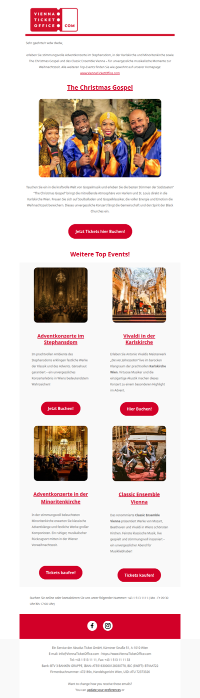 Adventkonzerte, Vivaldi & Christmas Gospel erleben 🎄