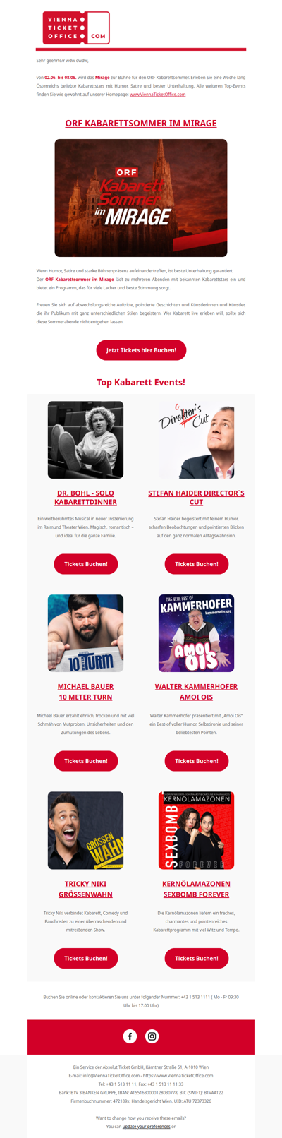 ORF Kabarettsommer im Mirage Wien – jetzt Tickets sichern🎟️