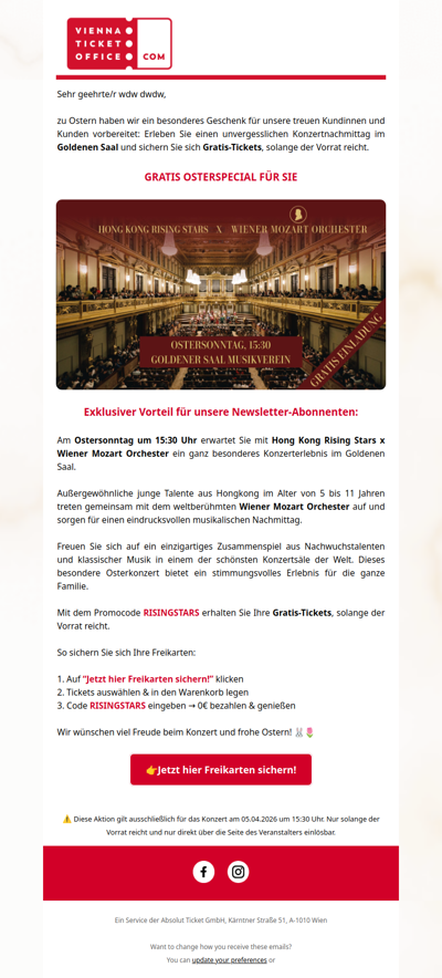 GRATIS Osterspecial – Freikarten für den Goldenen Saal🤩