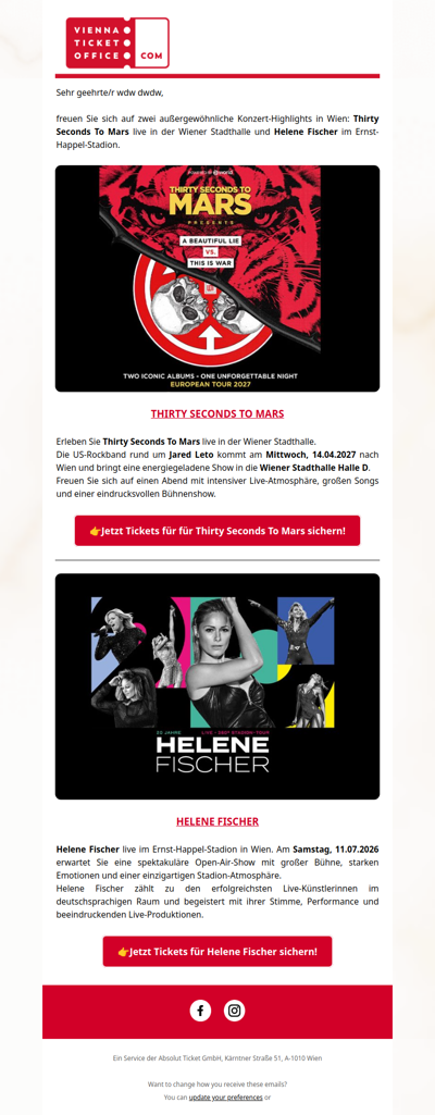 Thirty Seconds To Mars & Helene Fischer live in Wien