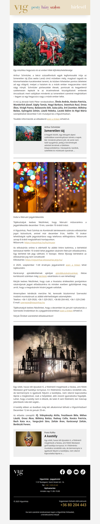 Ismeretlen táj bemutató a Vígszínházban