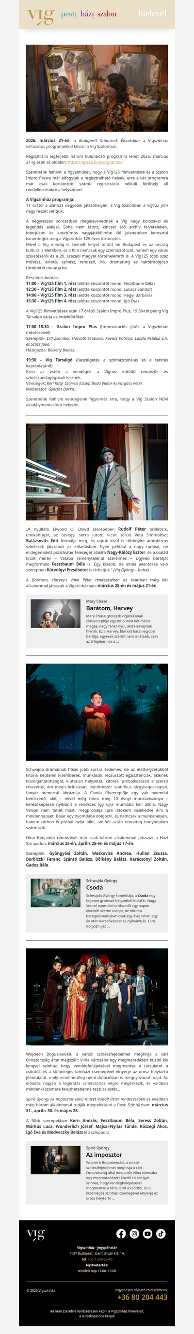 Budapesti Színházak Éjszakája a Víg Szalonban!