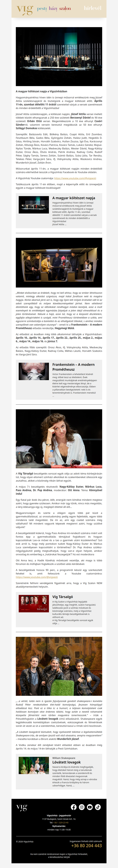 A magyar költészet napja a Vígszínházban