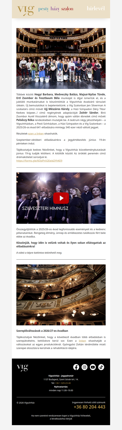 Társulati évadzáró a Vígszínházban