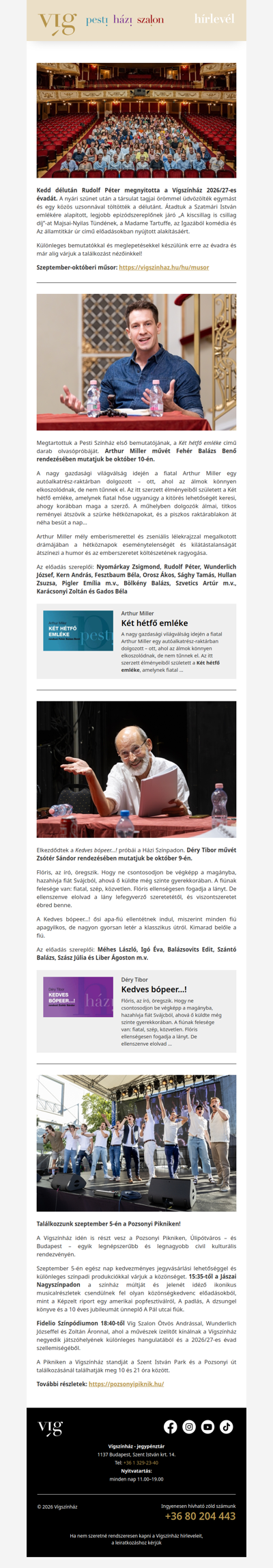 Évadnyitó társulati ülés a Vígszínházban