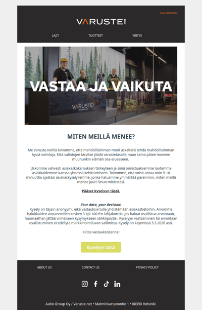 Auttaisitko meitä kehittymään?