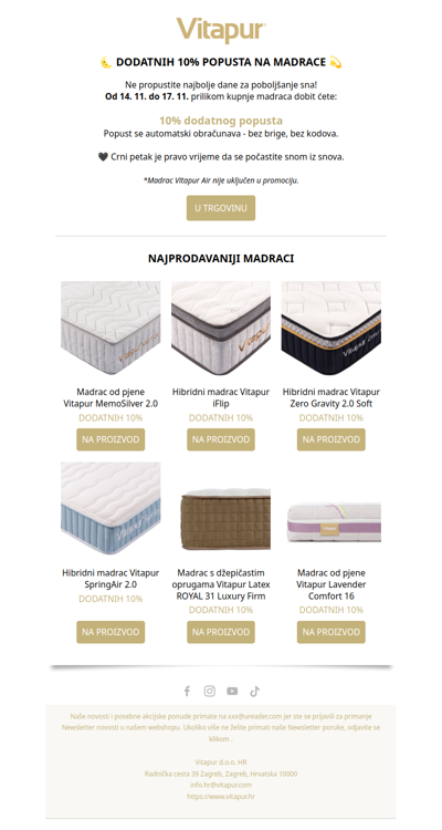 Dodatnih –10 % na madrace 🔥