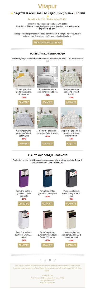 Do 70% na posteljinu 🖤🛏️