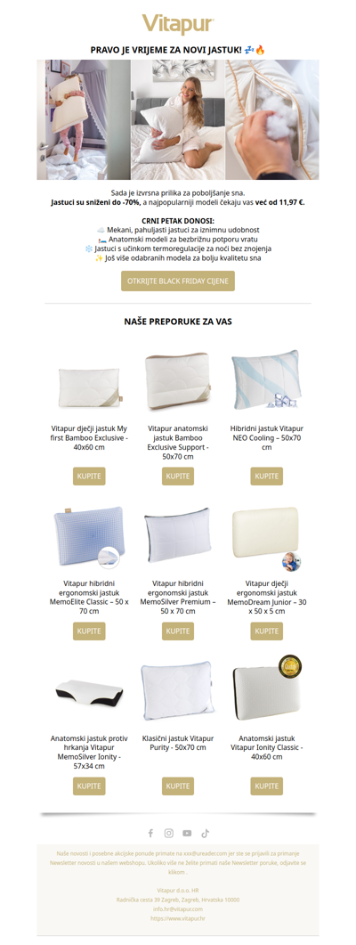 Vrijeme je za novi jastuk? 💤 Popusti do 70%!