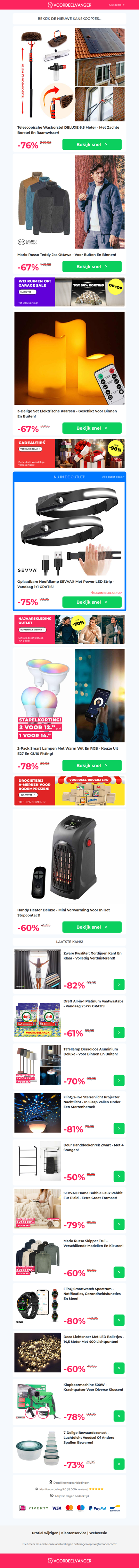 Luxe Telescopische Wasborstel -76% Korting / Teddy Jas / 3x Elektrische Kaarsen / Smart Lampen / Handy Heater