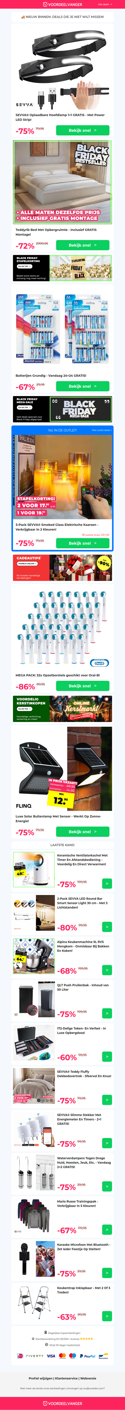 🎁 1+1 GRATIS: Oplaadbare Hoofdlamp / Teddyrib Bed / Batterijen / Opzetborstels / Solar Buitenlamp