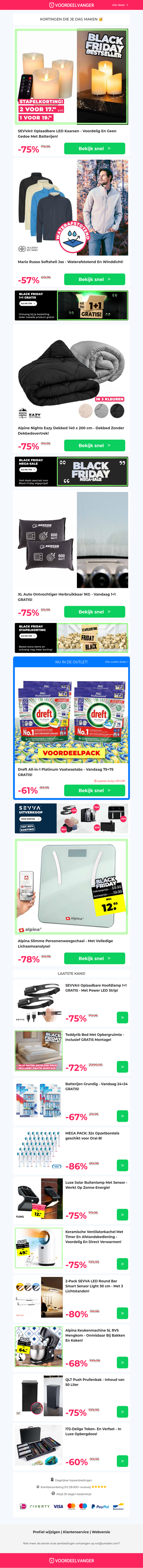 💥 3x Oplaadbare Kaars -75% KORTING / Waterafstotende Softshell Jas / Eazy Dekbed / Auto Ontvochtiger 1+1 / Slimme Weegschaal