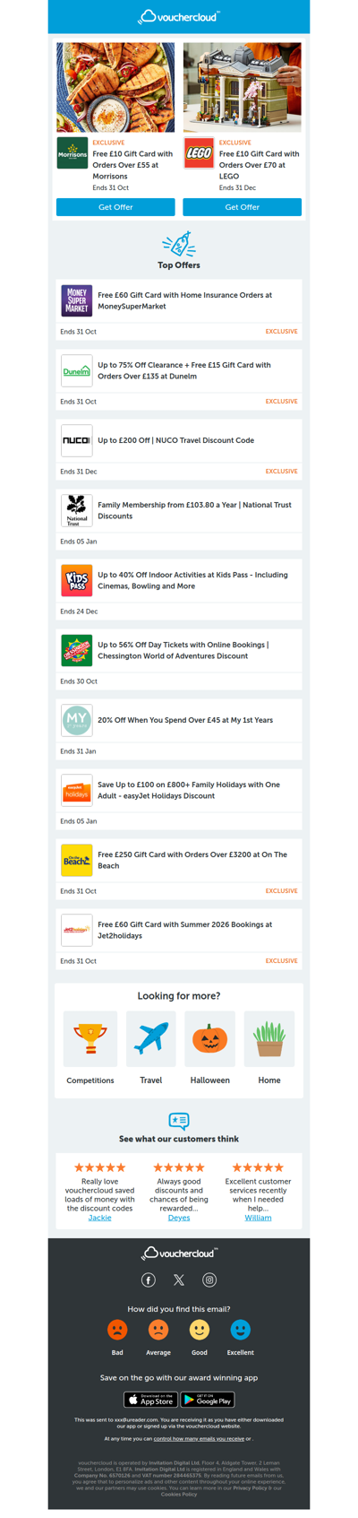 Morrisons - £10 gift card • MoneySuperMarket - £60 gift card • Kids Pass - 40% off + more!
