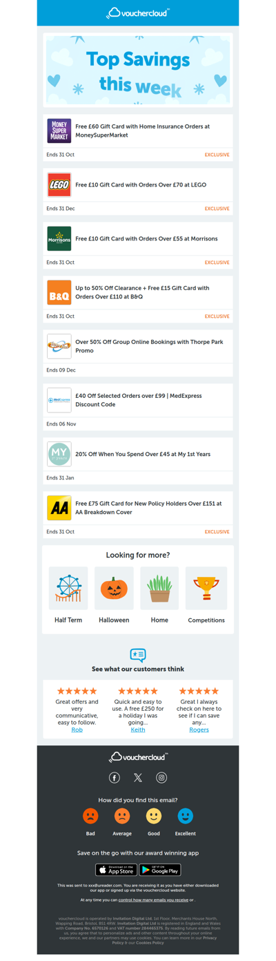 LEGO - £10 gift card • Thorpe Park - 50% off • Morrisons - £10 gift card  + more!