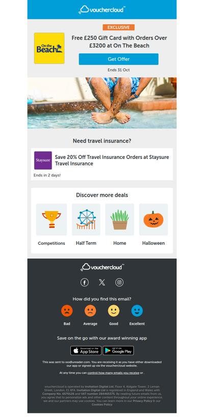 £250 gift card at On the Beach + 20% off Staysure travel insurance!