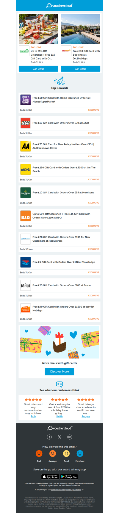 Get rewards when you shop! Dunelm - £15 gift card • Jet2 - £40 gift card • AA Breakdown - £75 gift card + more!