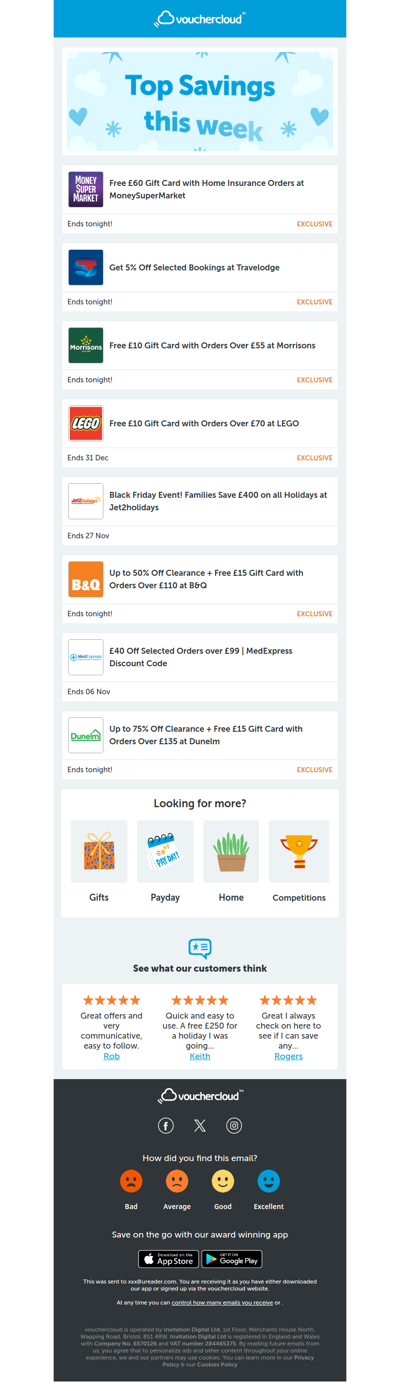 Morrisons - £10 gift card • Dunelm - £15 gift card • Travelodge - 5% off  + more!